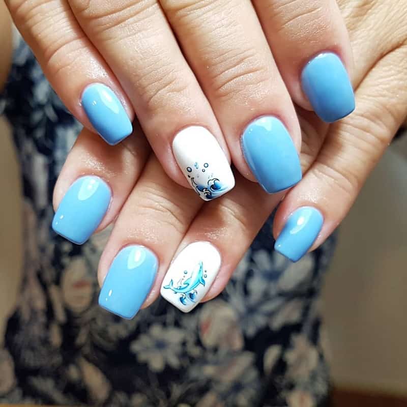 light blue nail designs ocean