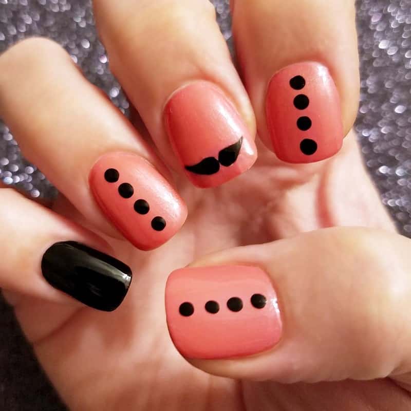 mustache gel nails