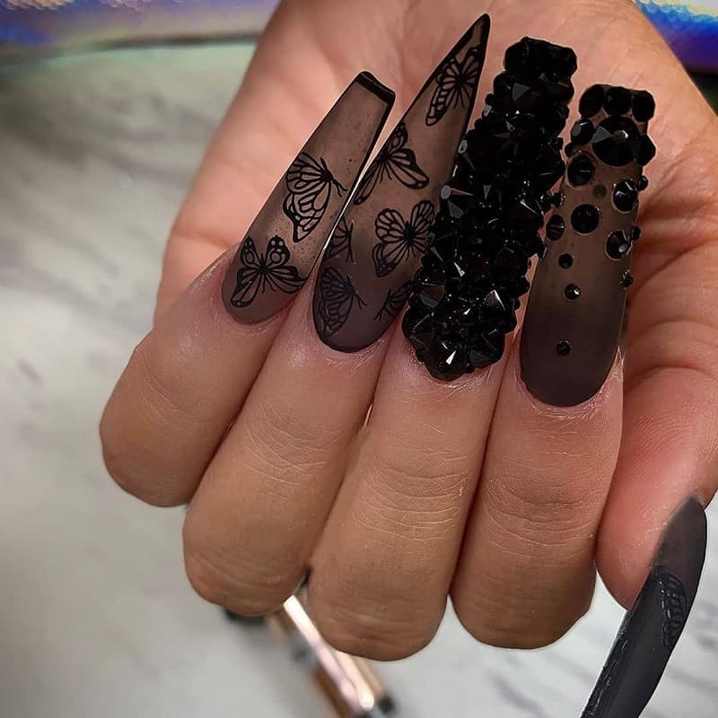 crystal black nail art