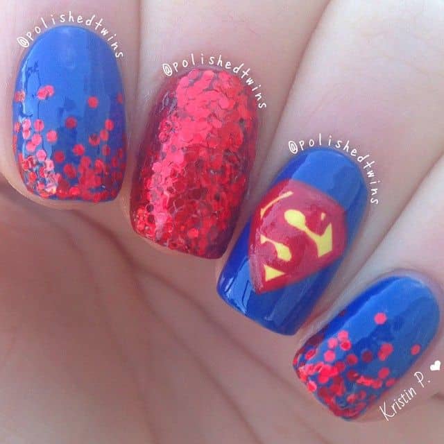 red superhero nail art