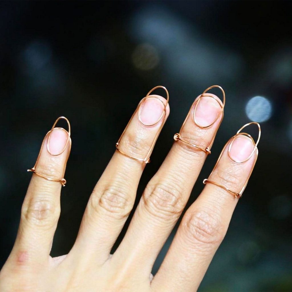 Futuristic korean nail design