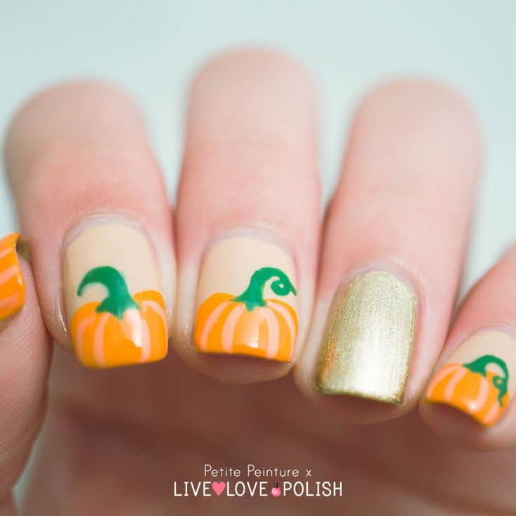 Pumpkin gold Accent Nails