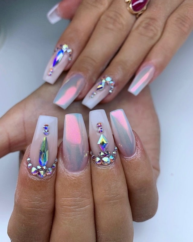crystal gel nail design