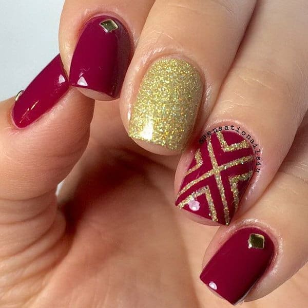 25 Flattering Red And Gold Nail Designs for 2024