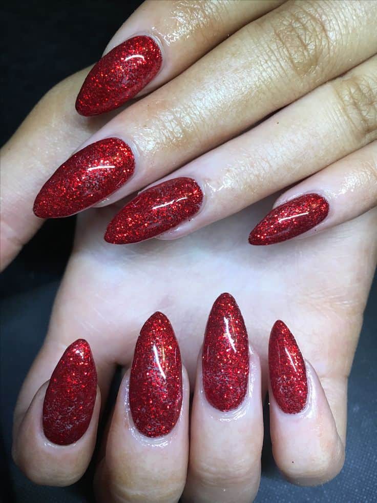 red acrylic prom nails