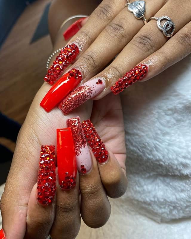 crystal red nail design