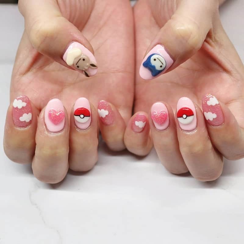 pokemon 3d nail art