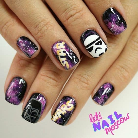 galaxy star wars nail art