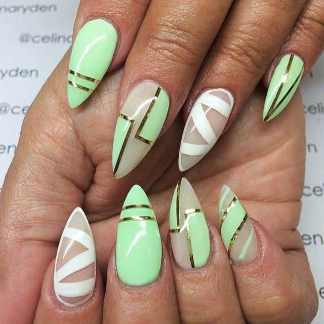 mint green nails for darker skintone