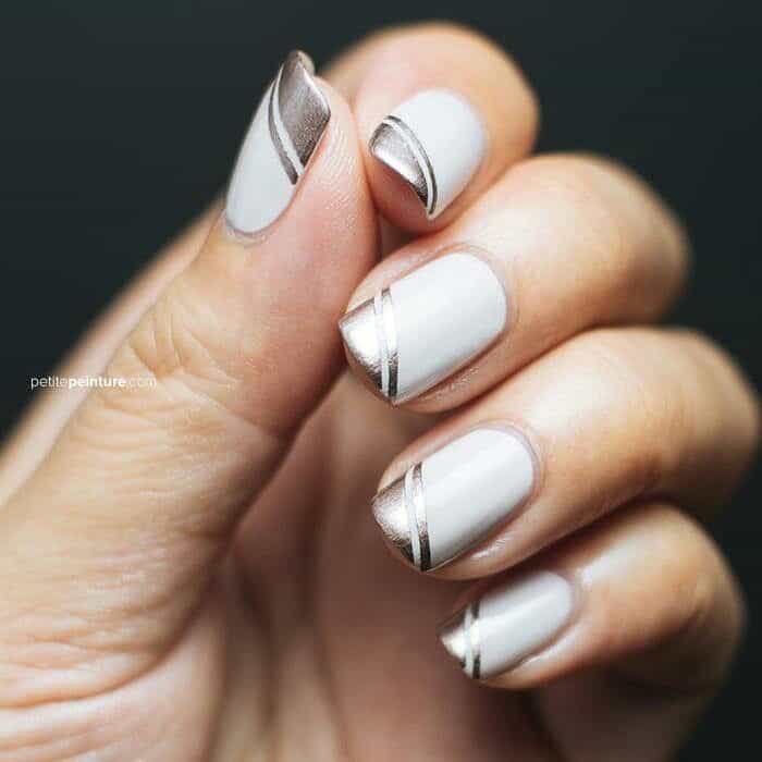 silver striping tape nail art