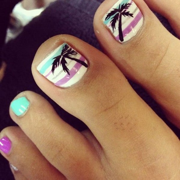 palm tree toe nail design