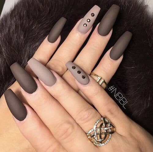 matte brown nail design