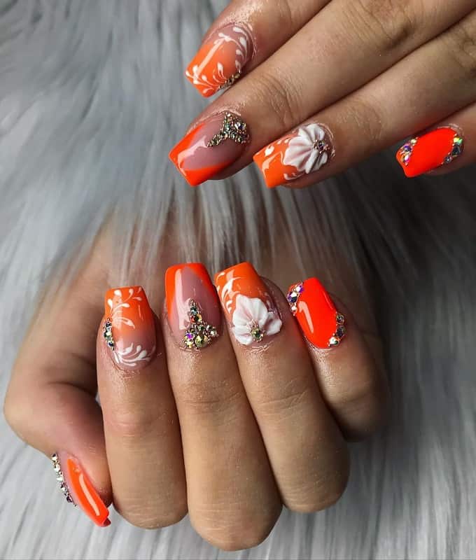 crystal acrylic nail design