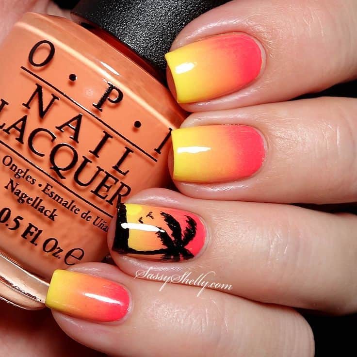 orange ombre nail design