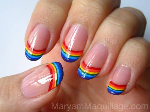 rainbow tip solar nail design