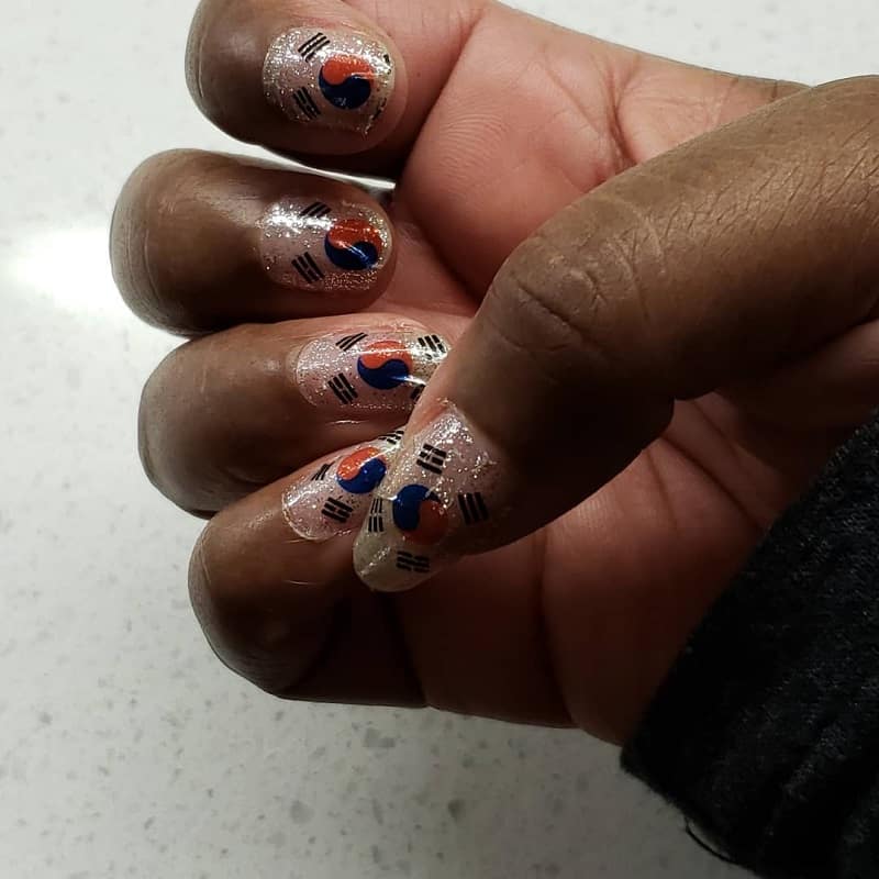 korean flag nail art