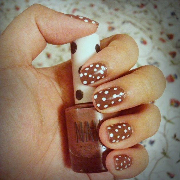 Polka Dots on Brown nail