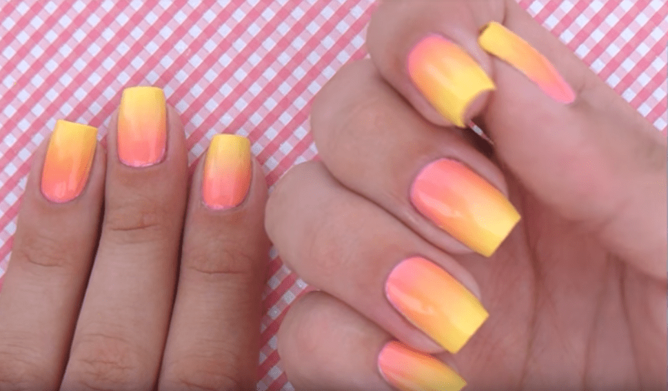 peach and yellow ombre nail