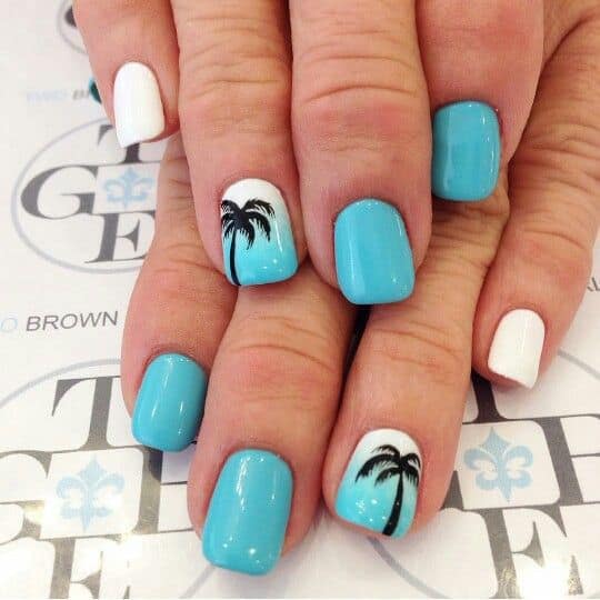 Tiffany blue beach nail design