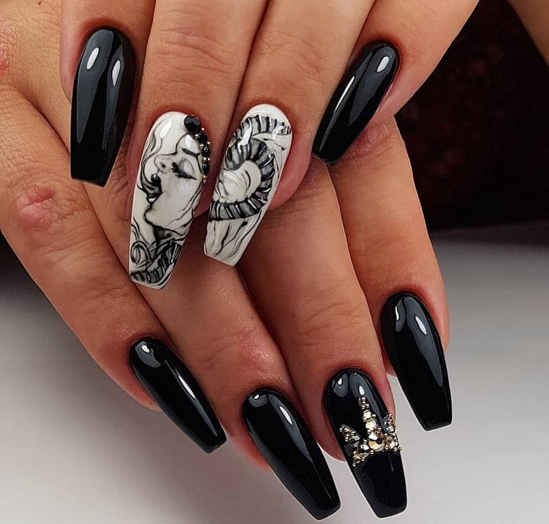 crystal ghost nail design