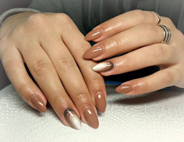 brown almond nail design idea