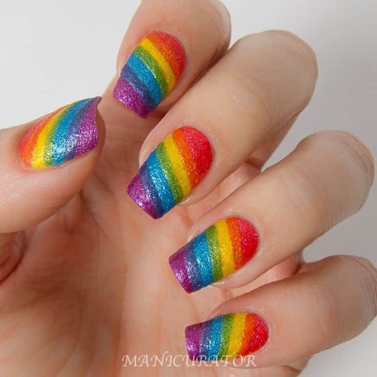 matte rainbow nail design