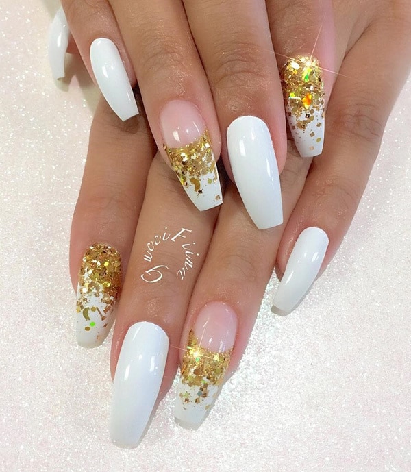 30 Graceful White Coffin Nails That Are Totally Edgy