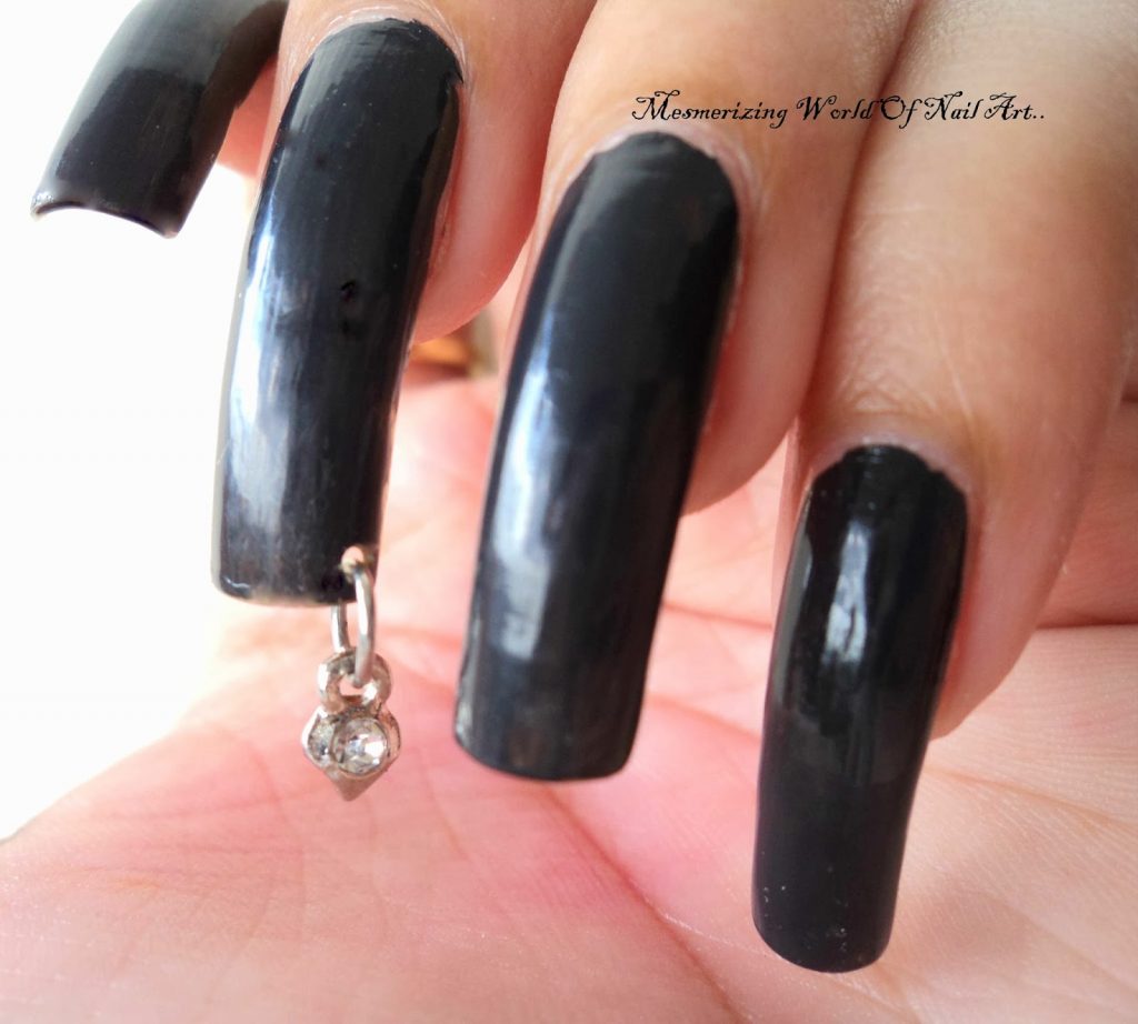 long black nail piercing idea