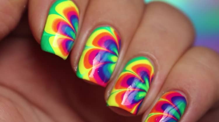 rainbow swirl nail art