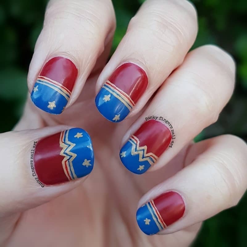 wonder women logo nail art