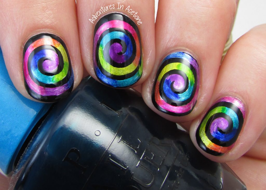 rainbow swirl nail art