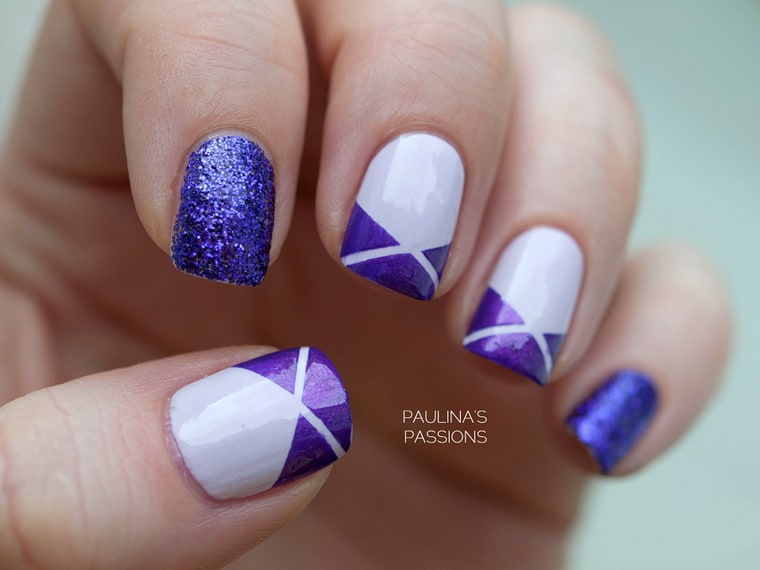 blue striping tape nail design