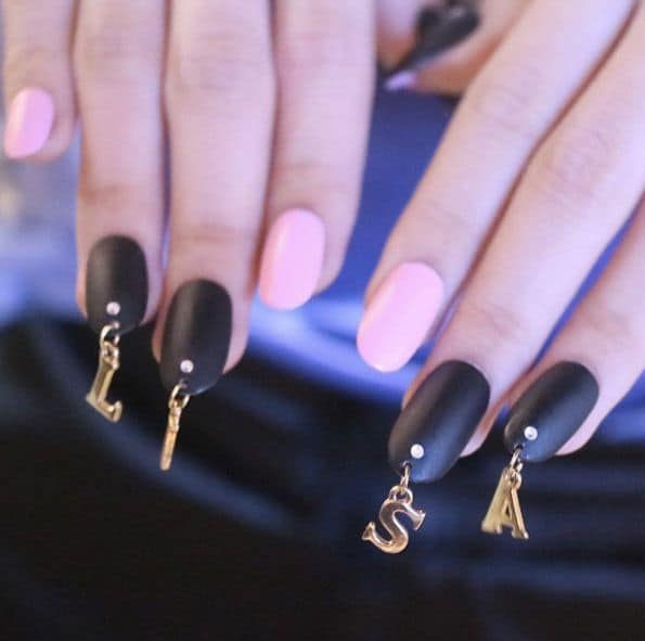 pierced black matte nail