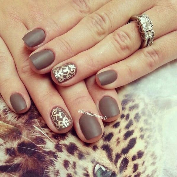 brown nail design for short nails