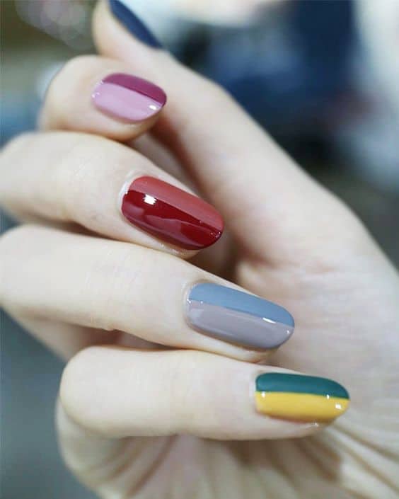 half & half korean nail design