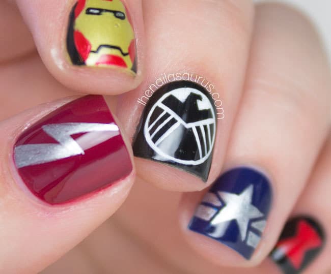 superhero logo nail art