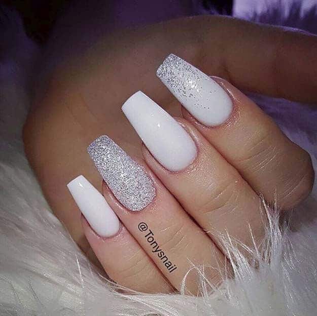 30 Graceful White Coffin Nails That Are Totally Edgy