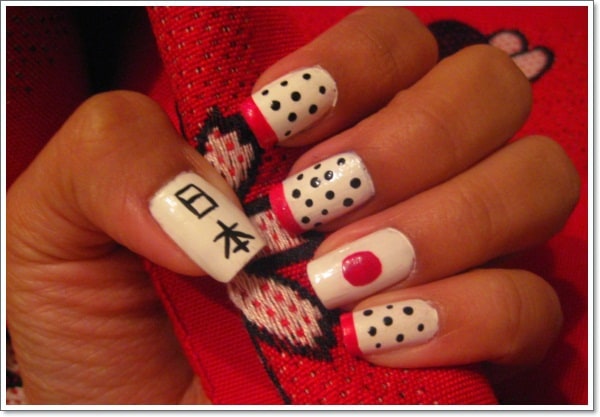 Japanese flag nail art