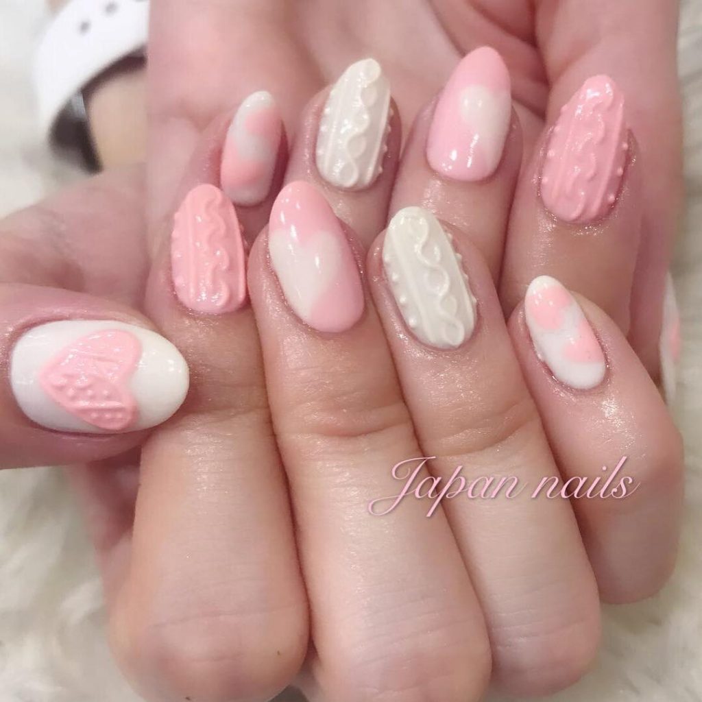 Pink japanese nails