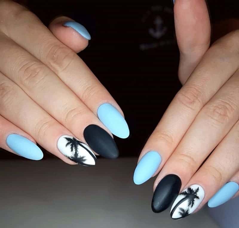 matte palm tree nails