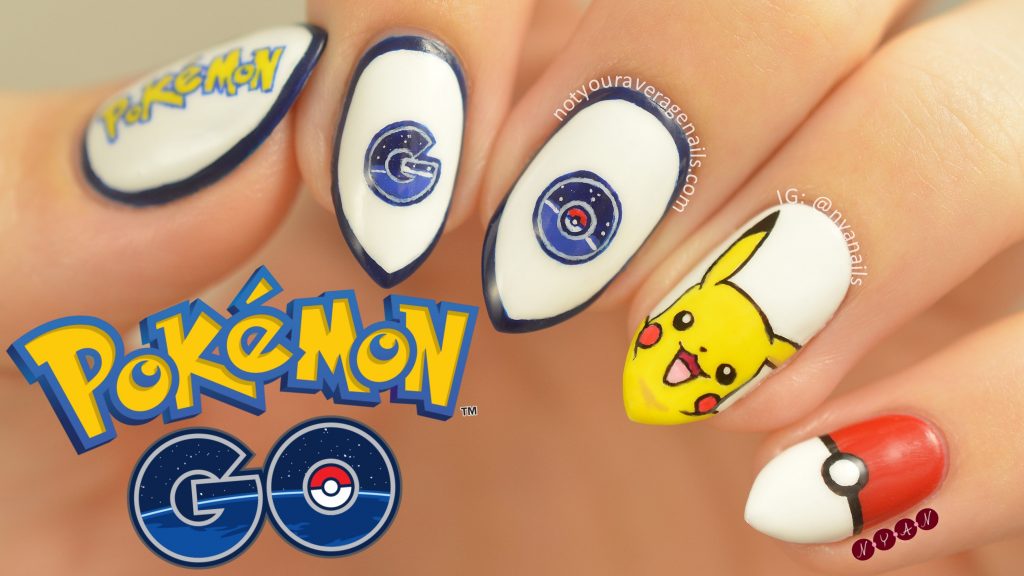 pokemon and pikacho nail art