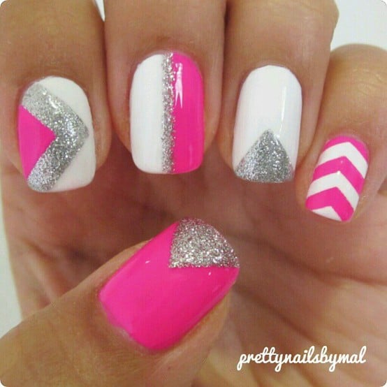 Different angel chevron design nail