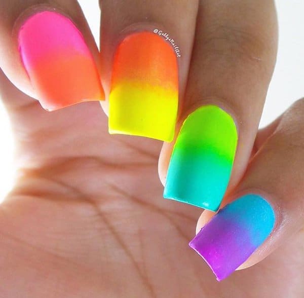 rainbow ombre nail design