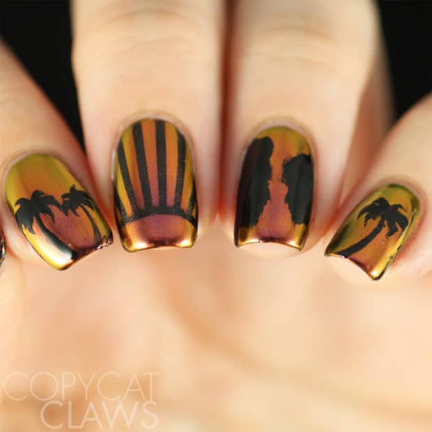 black and gold vacation nail