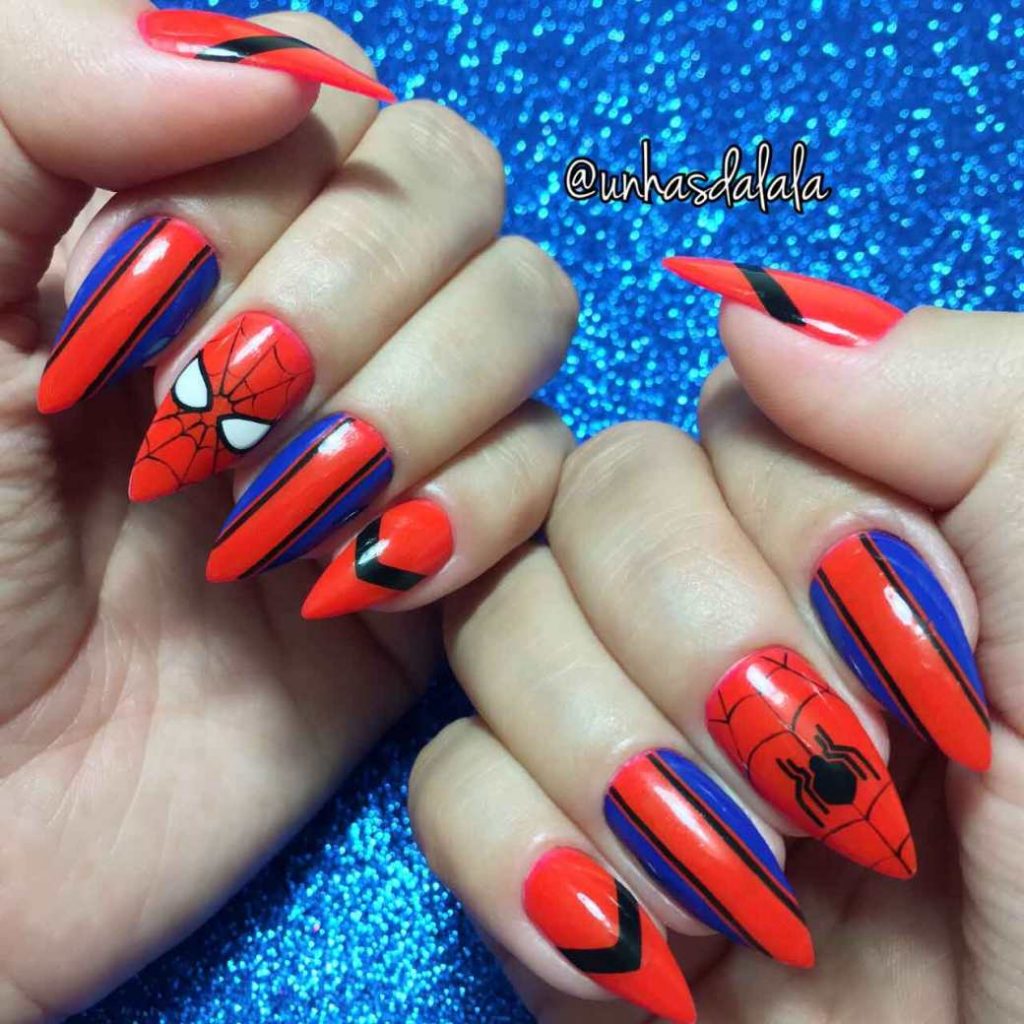 spiderman nail designs