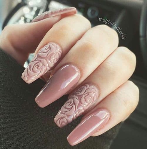 matte 3d rose nail art