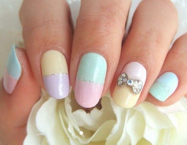 Pastel Nails with a Bowtie