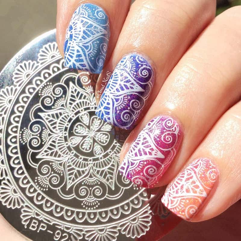 Lace & Flowers Stamped Nails 