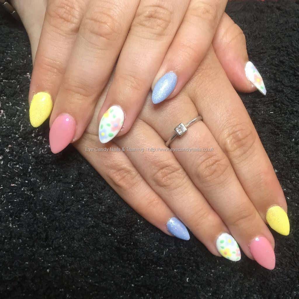 Pastel Color Oval shaped Nails