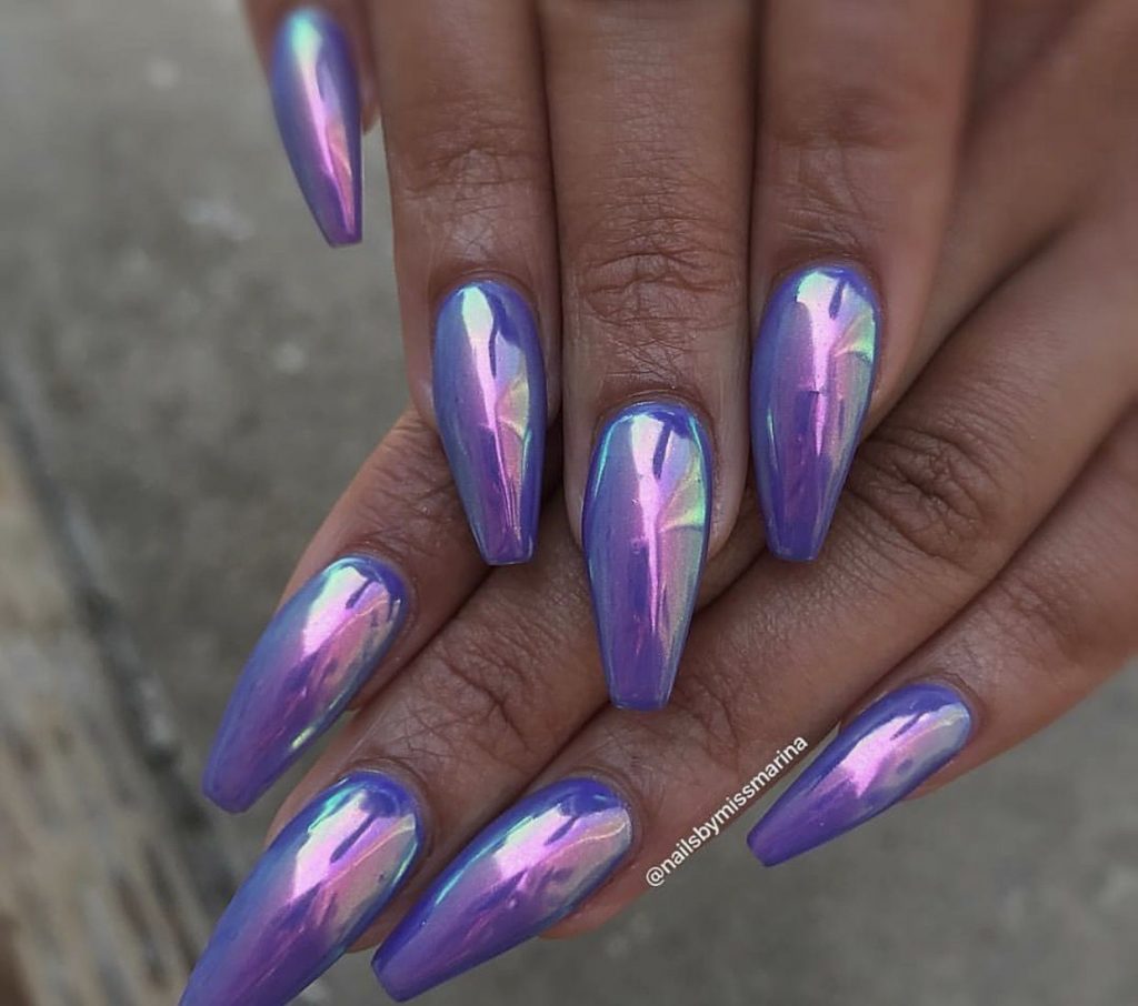 Coffin chrome coffin nail idea